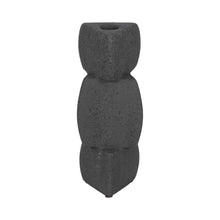 9" STACKED OBJECTS TAPER HOLDER SAND GLAZE, BLACK