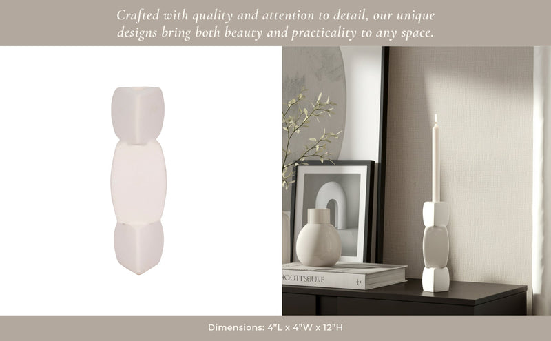 Stacked Objects Taper Holder Sand Glaze - Al Rugaib Furniture