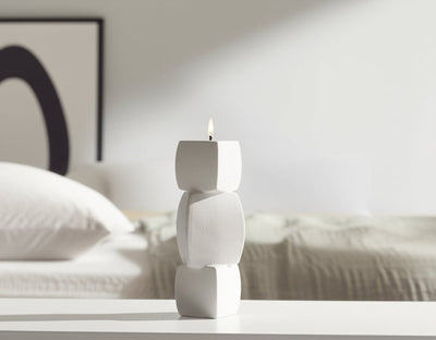 Stacked Objects Taper Holder Sand Glaze - Al Rugaib Furniture