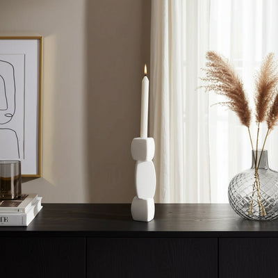 Stacked Objects Taper Holder Sand Glaze - Al Rugaib Furniture