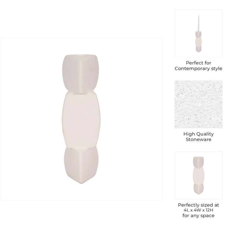 Stacked Objects Taper Holder Sand Glaze - Al Rugaib Furniture