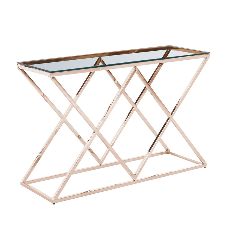 STAINLESS STEEL & GLASS CONSOLE TABLE, GOLD KD - Al Rugaib Furniture