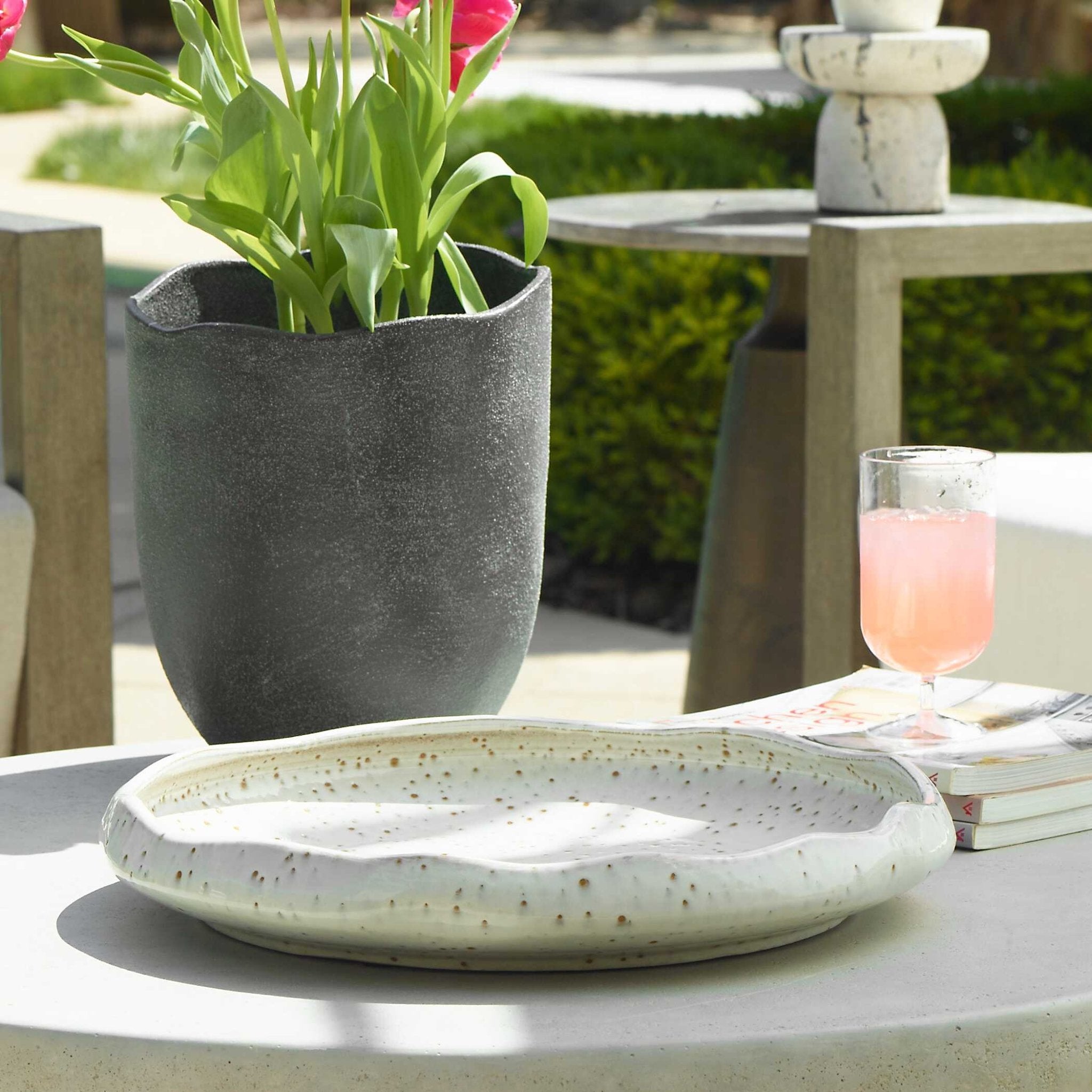 Stardust Ripple Indoor-Outdoor White Bowl Bowl| Uttermost