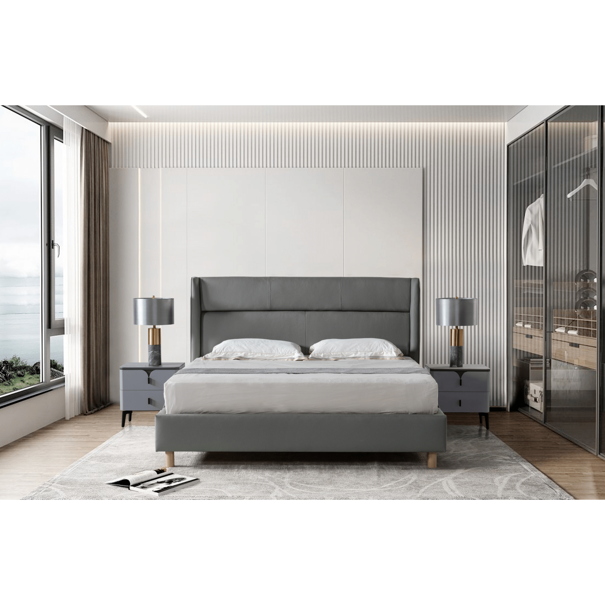 Starlit Sleeper Grey King Bed x W196 Beds| Roots Furniture
