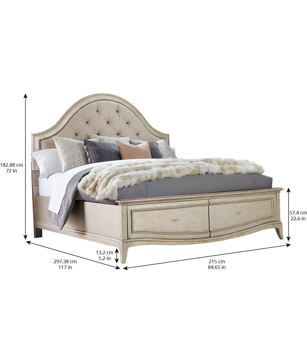 Starlite King Upholstered Panel Bed With Storage - Al Rugaib Furniture