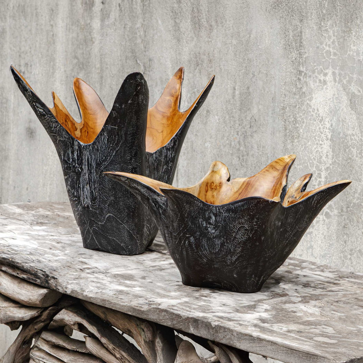 Starpetal Wooden Bowls Set/2 Bowl| Uttermost