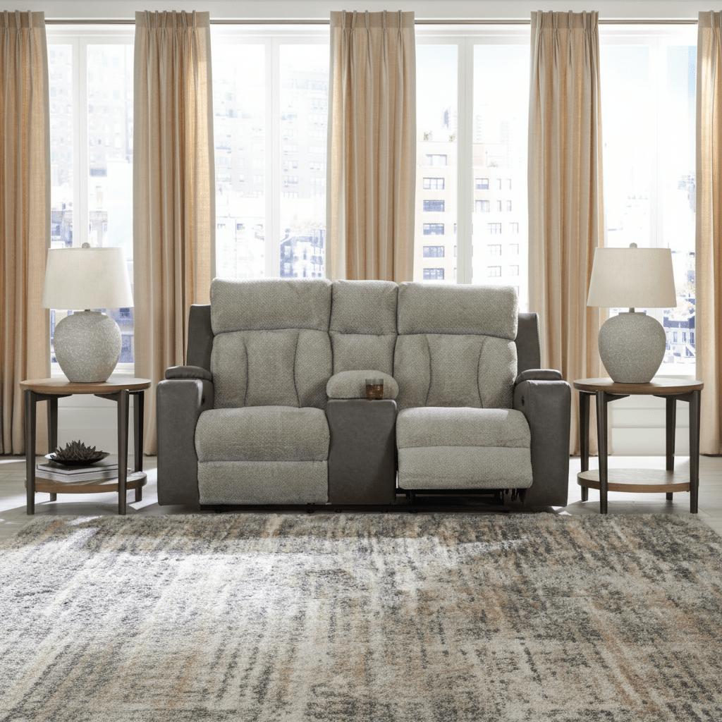 Stately Check PWR REC Loveseat/CON/ADJ HDRST Recliners| Ashley Homestore