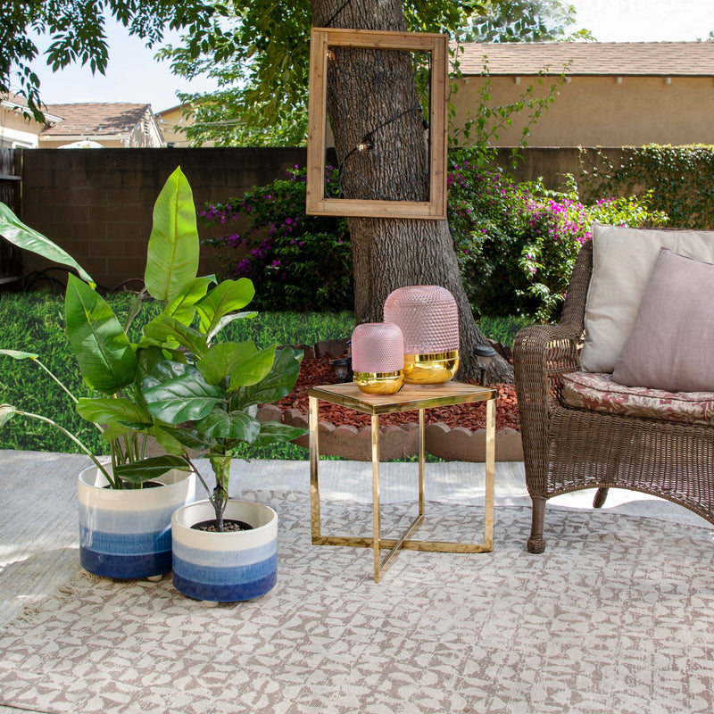 STEEL/ WOOD METAL INLAY ACCENT TABLE, GOLD - Al Rugaib Furniture
