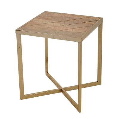 STEEL/ WOOD METAL INLAY ACCENT TABLE, GOLD - Al Rugaib Furniture