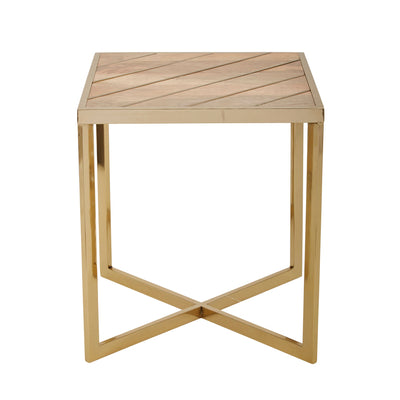 STEEL/ WOOD METAL INLAY ACCENT TABLE, GOLD - Al Rugaib Furniture