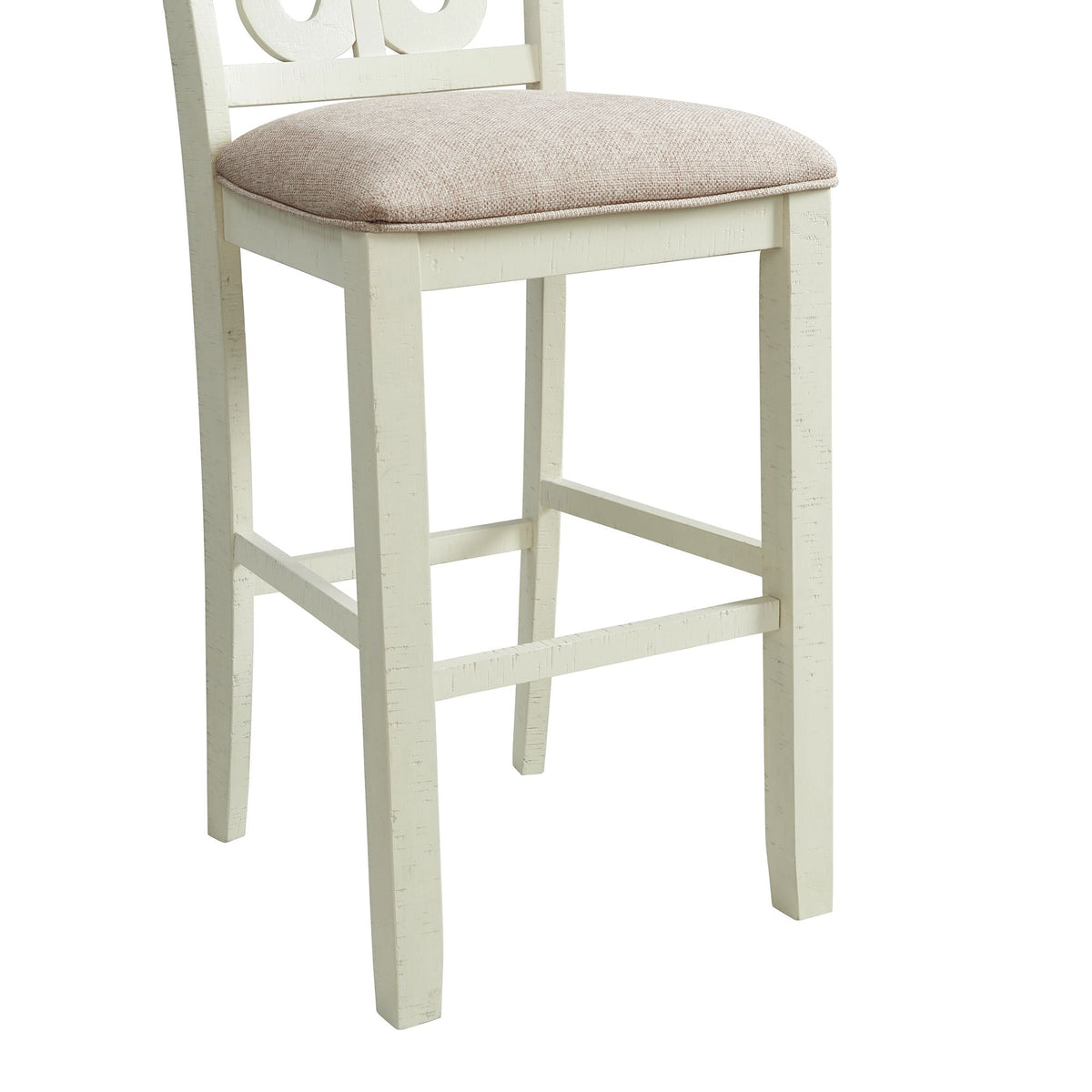 Stone 30in Bar Scroll Back Stool w/Fabric Seat in White (2 Per Carton) Stools| Roots Furniture