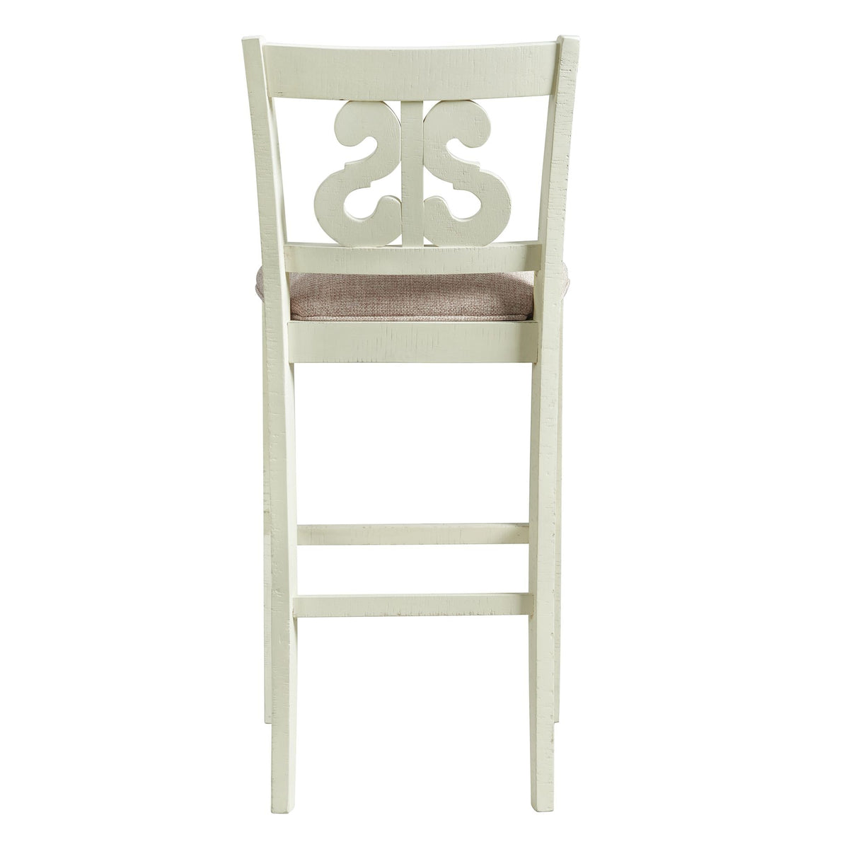 Stone 30in Bar Scroll Back Stool w/Fabric Seat in White (2 Per Carton) Stools| Roots Furniture