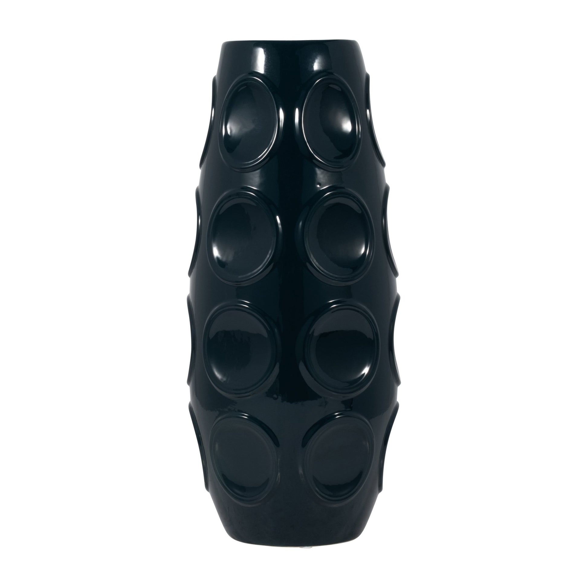 STONEWARE, 17" CIRCLE EMBOSSED VASE, NAVY Vases and Jars| Sagebrook Home