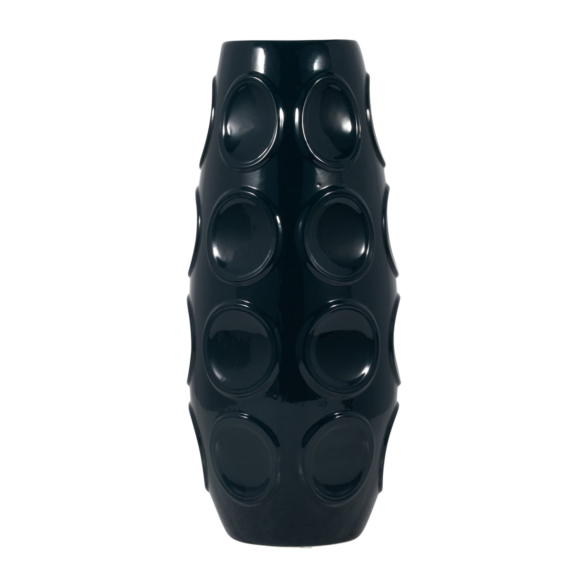 STONEWARE, 17" CIRCLE EMBOSSED VASE, NAVY Vases and Jars| Sagebrook Home