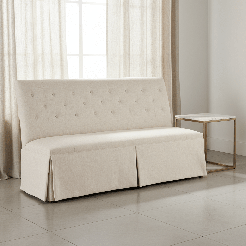 Straight Back Skirted Armless Banquette 72" Chairs| Fairfield Chair