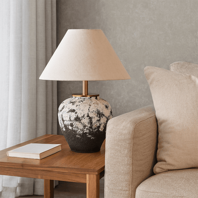 Stylish Bedside Lamp with Beige Shade and Ceramic Design - Al Rugaib Furniture