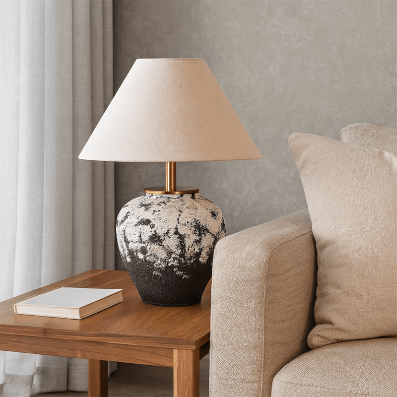 Stylish Bedside Lamp with Beige Shade and Ceramic Design - Al Rugaib Furniture