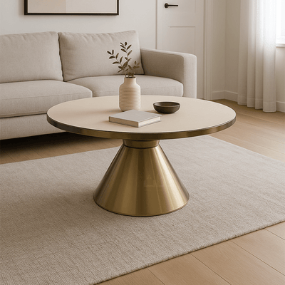 Stylish Living Room Glass Table Set with Golden Touches - Al Rugaib Furniture