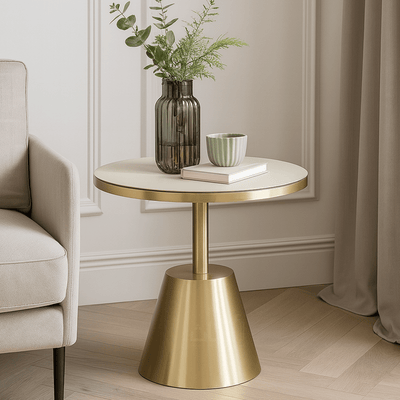 Stylish Living Room Glass Table Set with Golden Touches - Al Rugaib Furniture