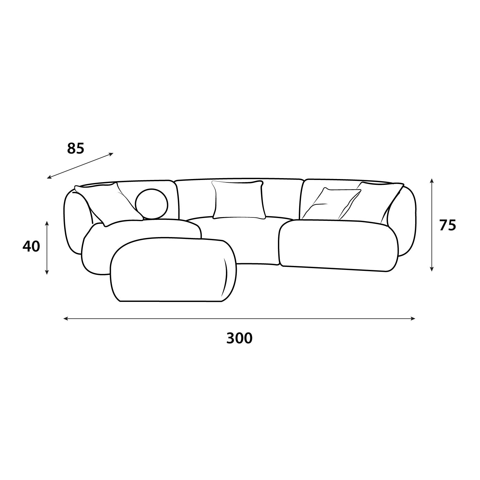 Sugar sofa boucle fabric 300x85x40 cm Sofas & Loveseats| Oak