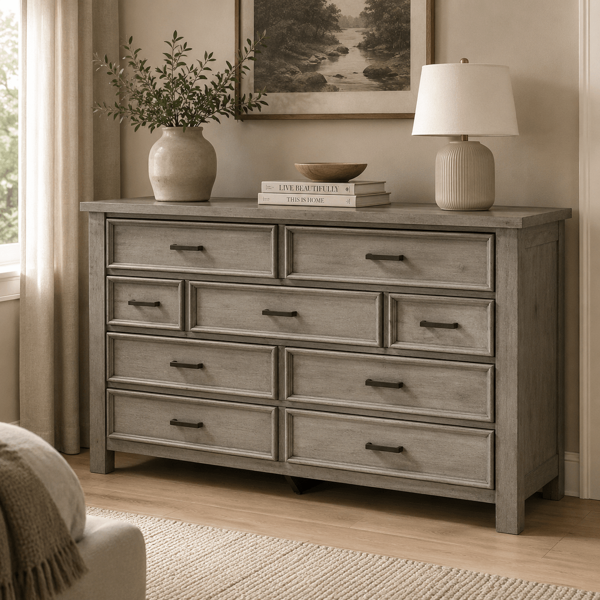Sullivan 9-Drawer Dresser in Drift Grey Dressers| Roots Furniture