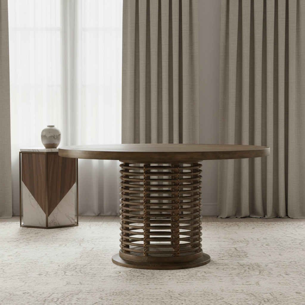 Sundance 60in Rattan Round Dining Table Dining Tables| Hooker