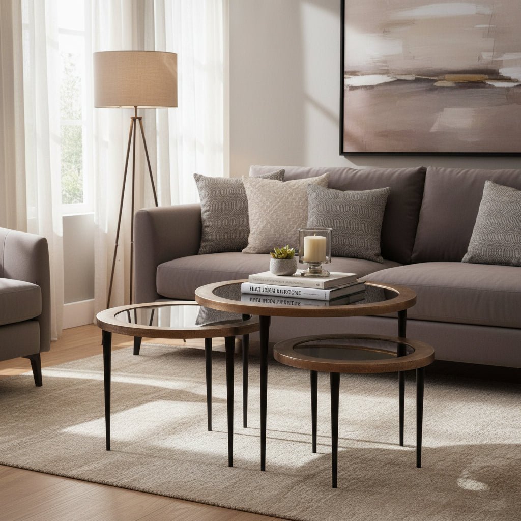 Sundries Antique Copper Nesting Cocktail Dining Tables| Fairfield Chair
