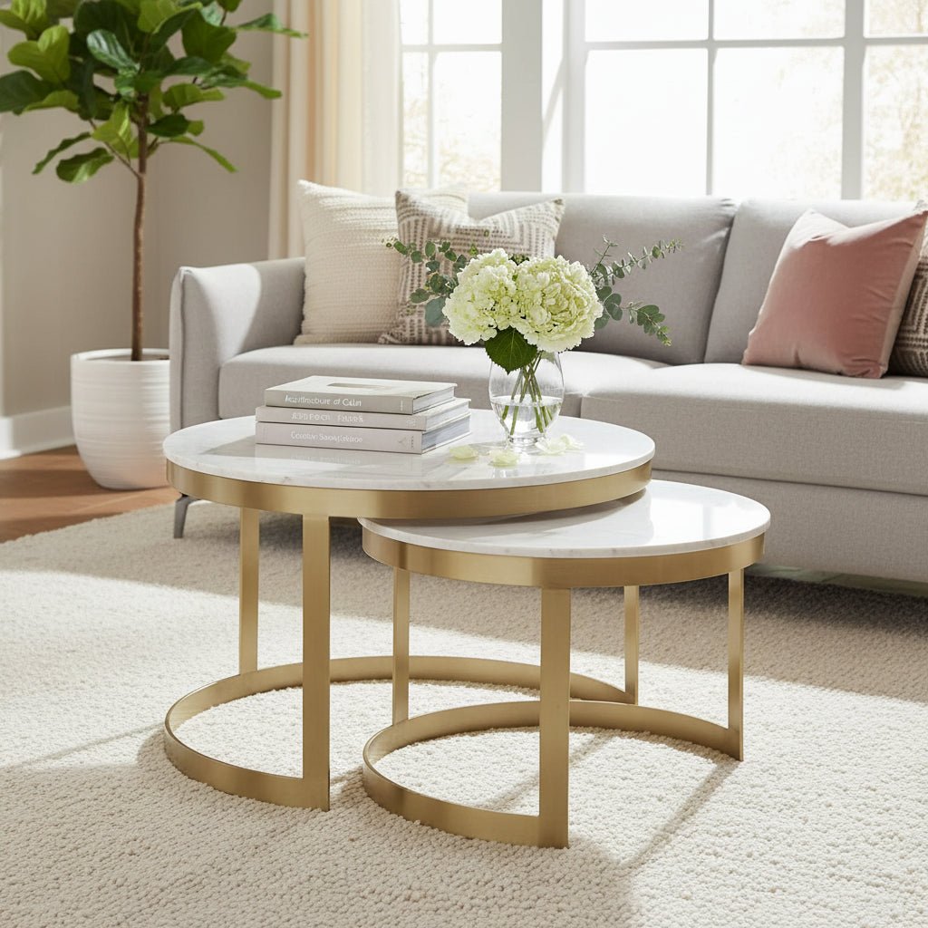 Sundries Stone Inlay Nesting Cocktail Dining Tables| Fairfield Chair