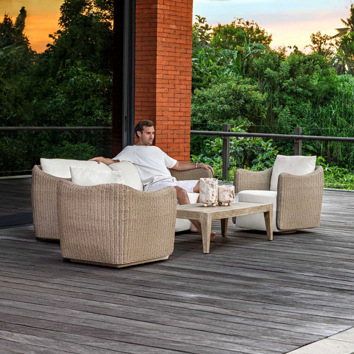 Sunset Outdoor Swivel Lounge Chair Outdoor Chairs| Uttermost