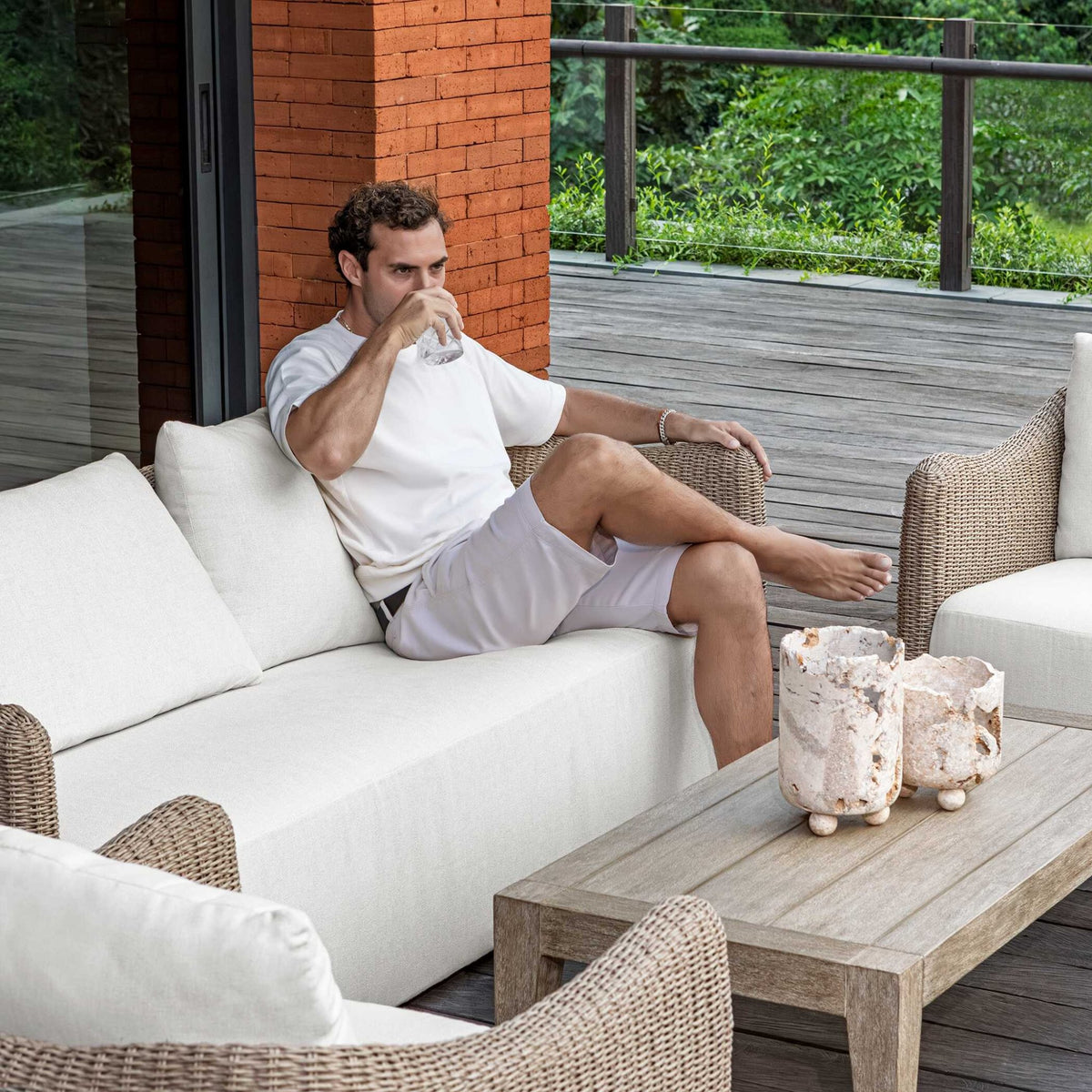 Sunset Wicker Outdoor Sofa Outdoor Loveseats & Sofas| Uttermost
