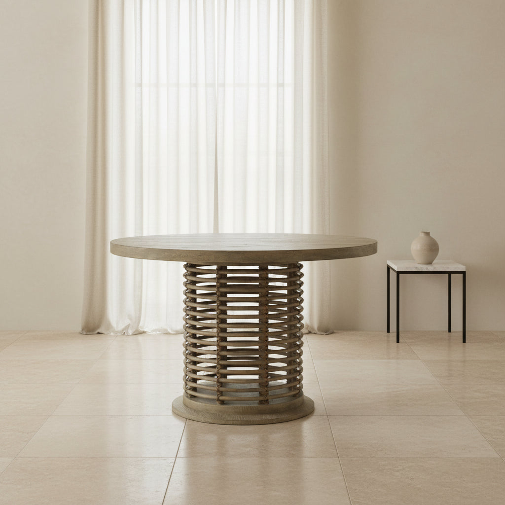 Surfrider 48in Rattan Round Dining Table Dining Tables| Hooker