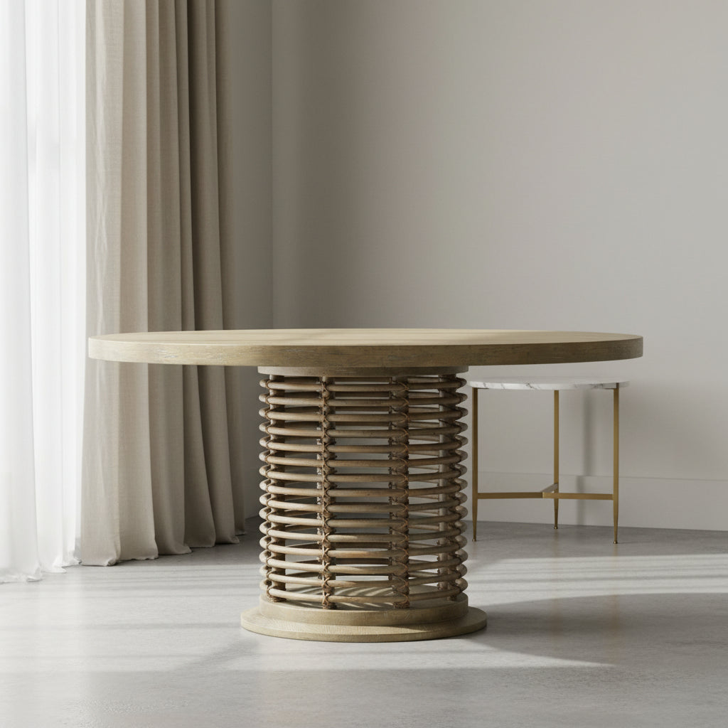 Surfrider 60in Rattan Round Dining Table Dining Tables| Hooker