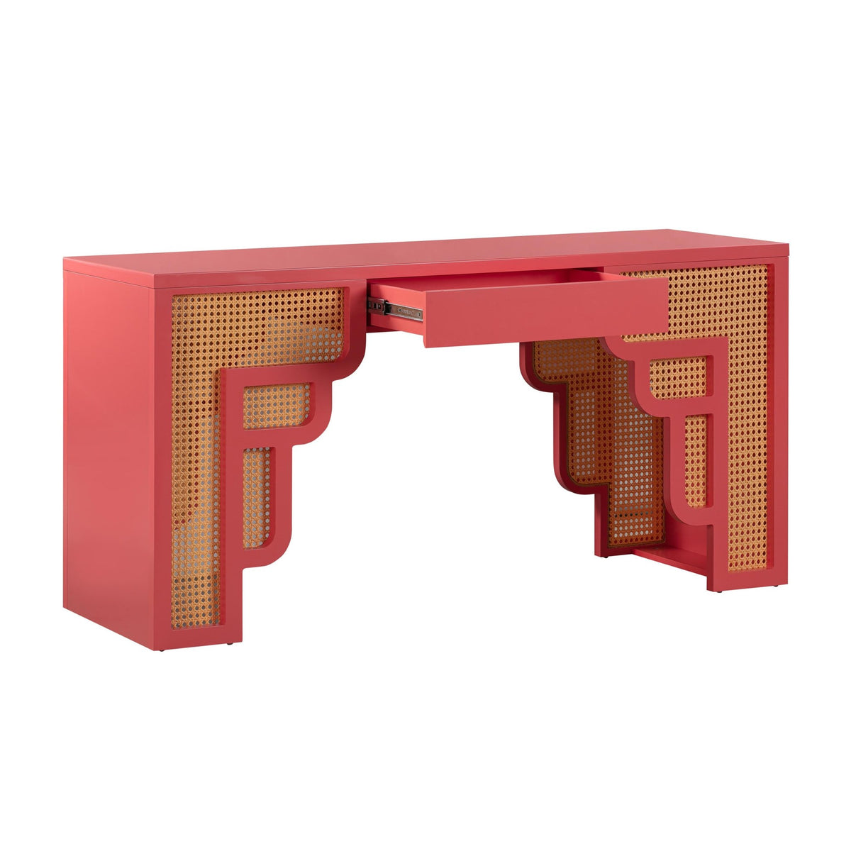 Suzie Coral Pink & Rattan Executive Desk Desk| TOV