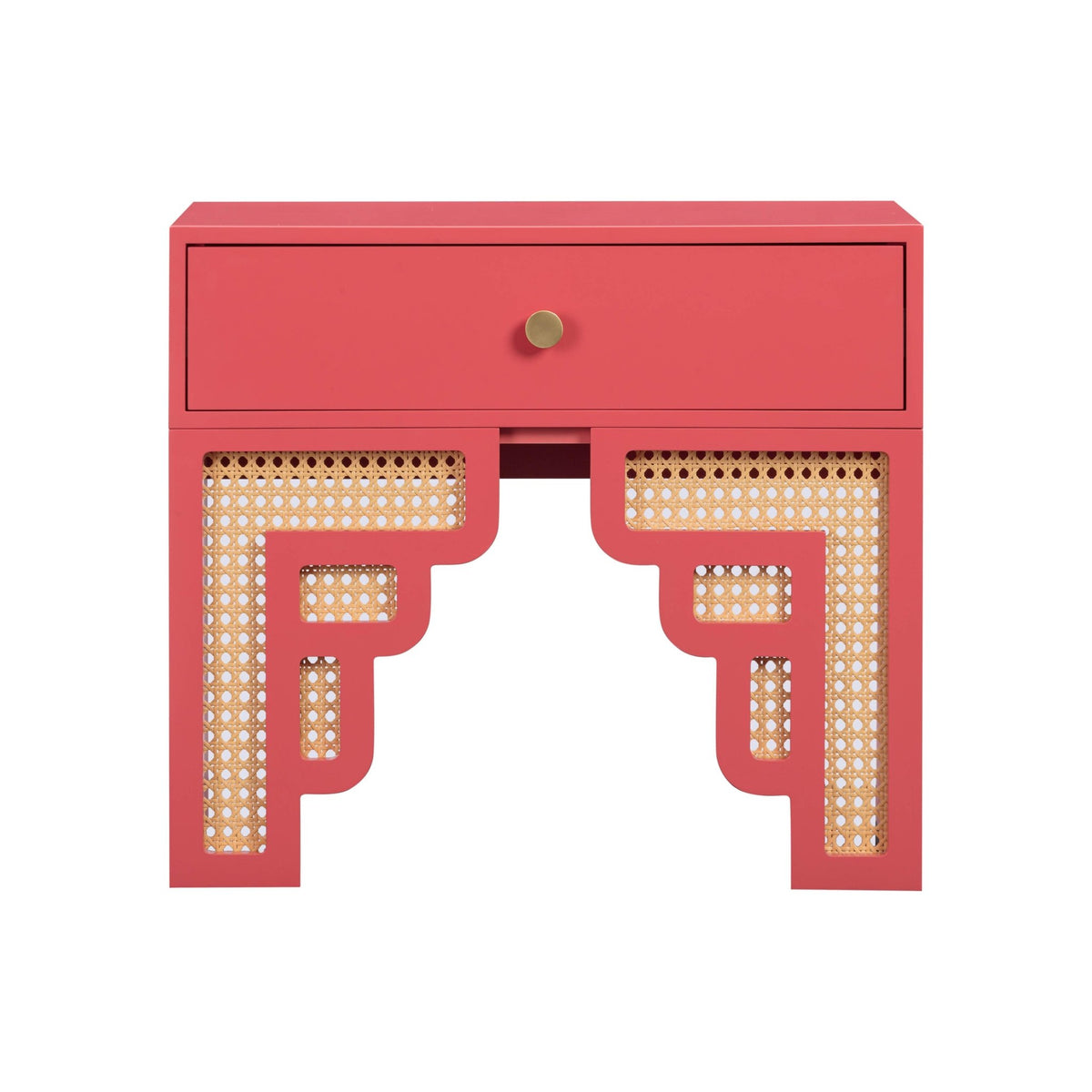 Suzie Coral Pink & Rattan Nightstand Nightstands| TOV