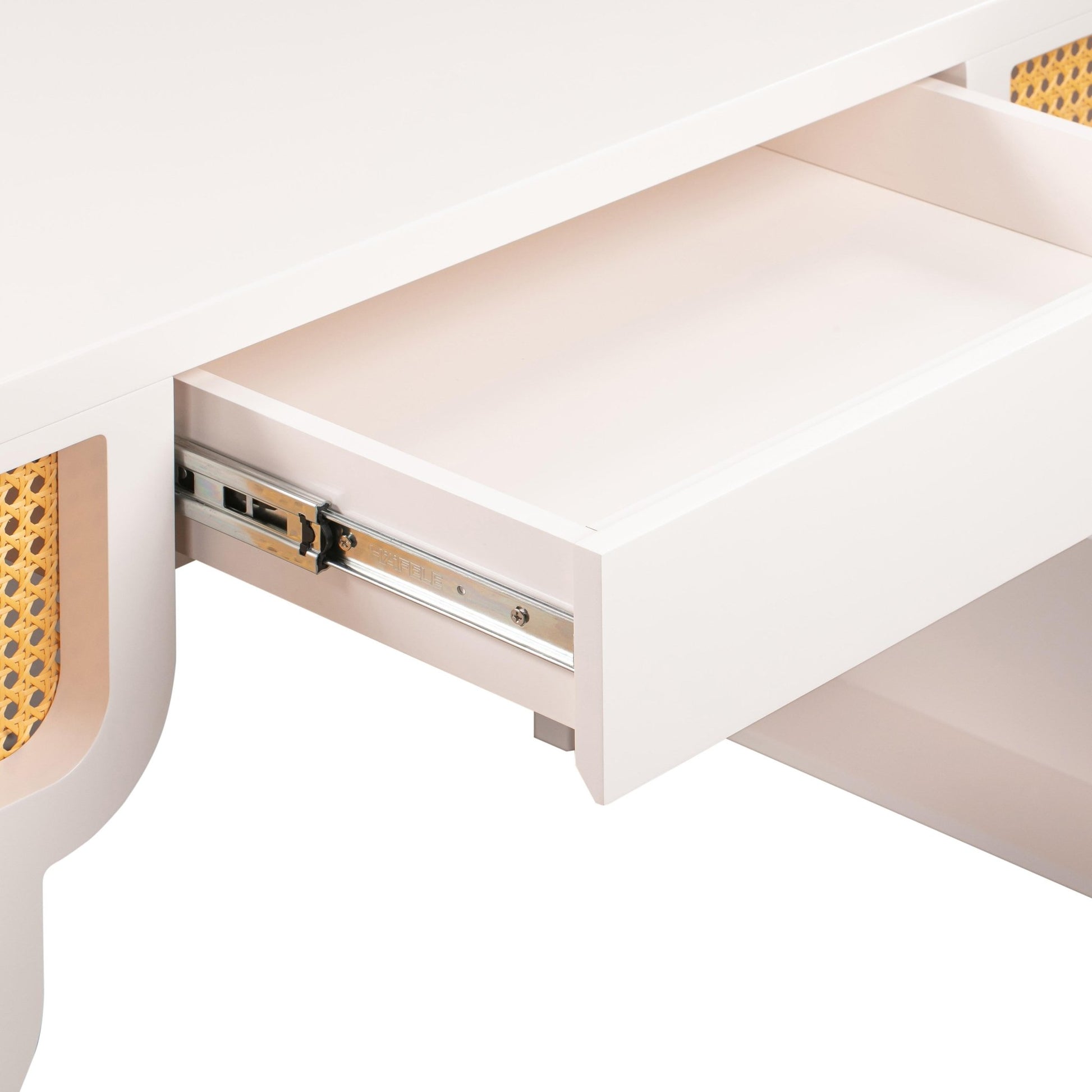 Suzie Cream & Rattan Executive Desk Desk| TOV