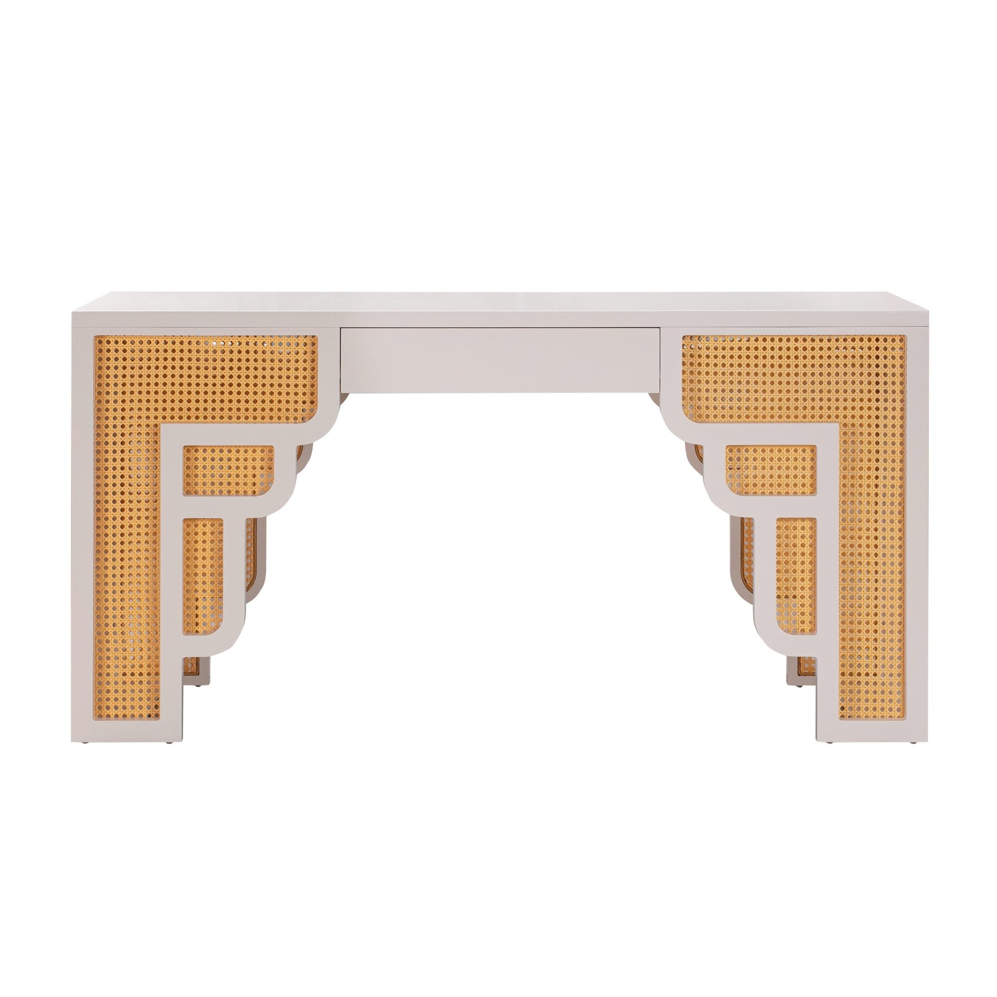 Suzie Cream & Rattan Executive Desk Desk| TOV