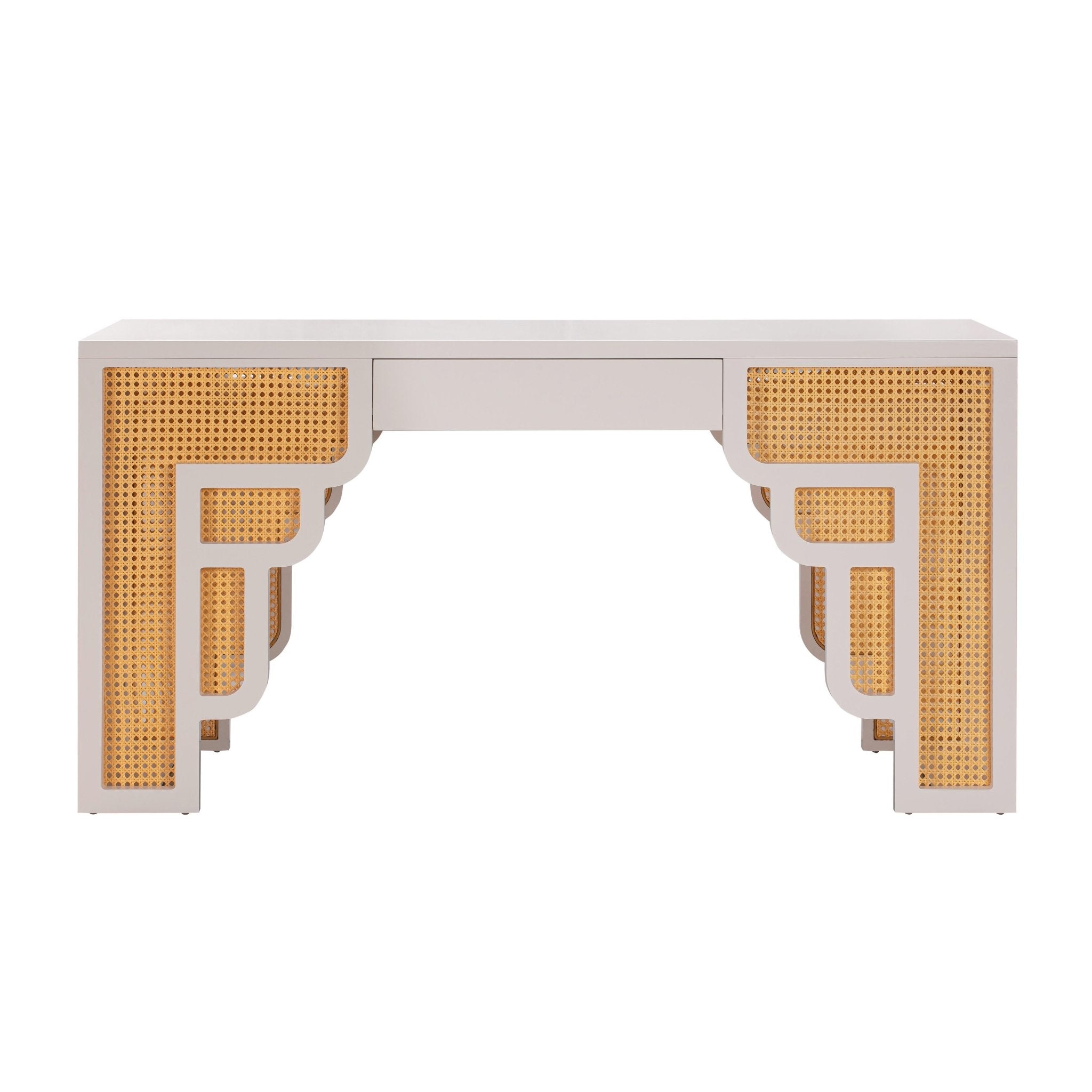 Suzie Cream & Rattan Executive Desk Desk| TOV