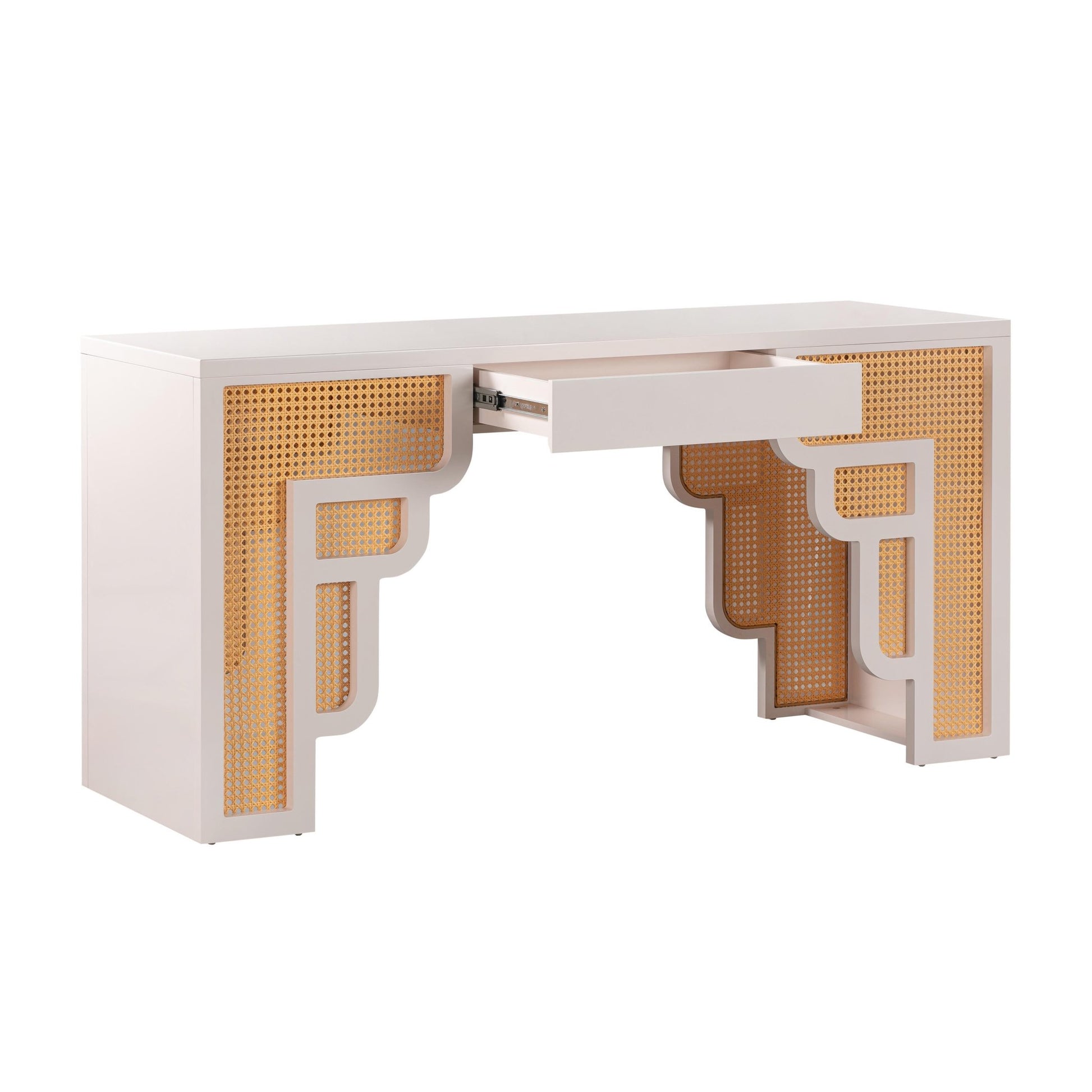 Suzie Cream & Rattan Executive Desk Desk| TOV