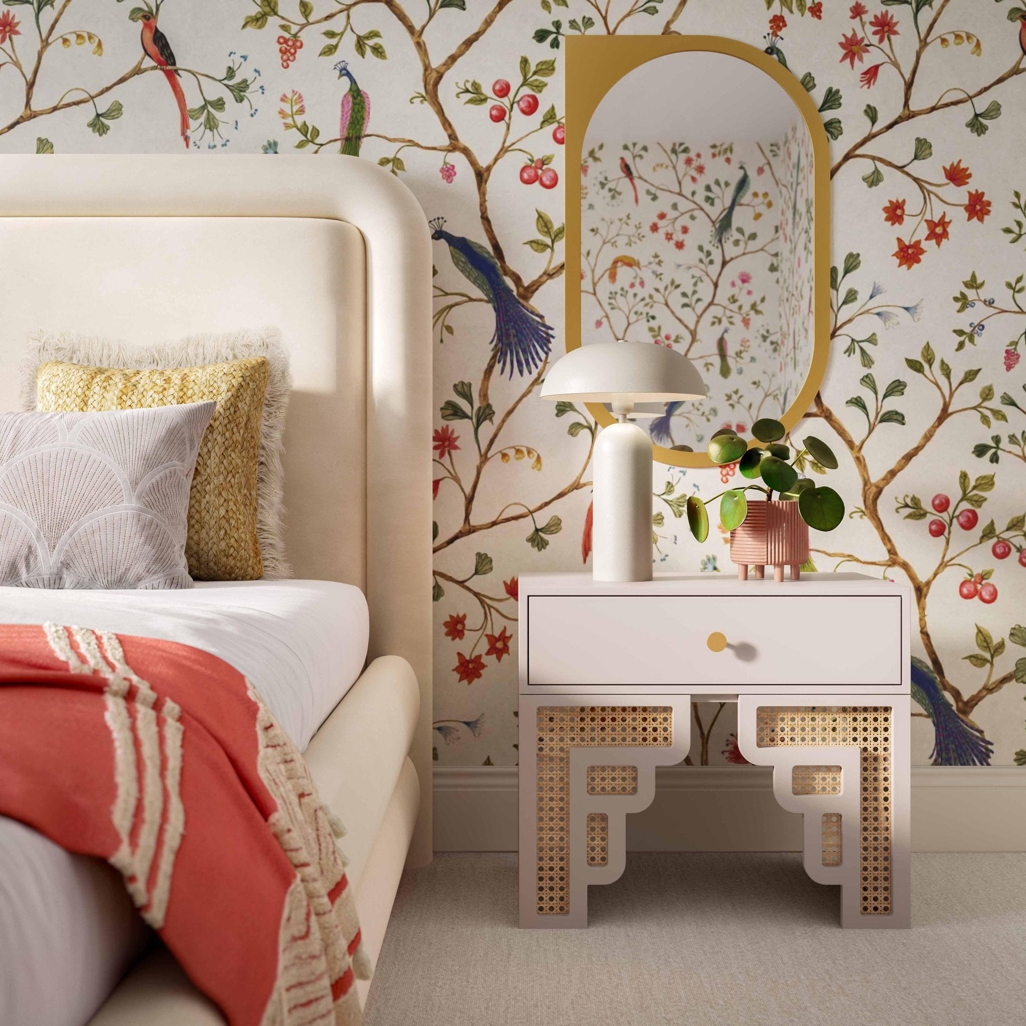 Suzie Cream & Rattan Nightstand Nightstands| TOV