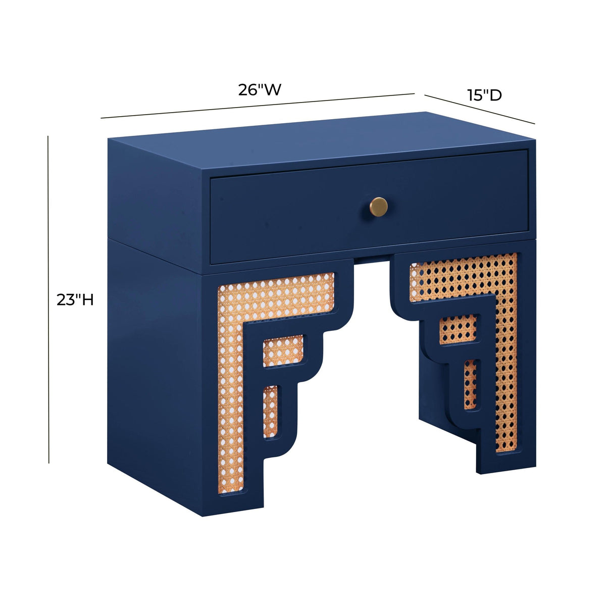 Suzie Navy & Rattan Nightstand Nightstands| TOV