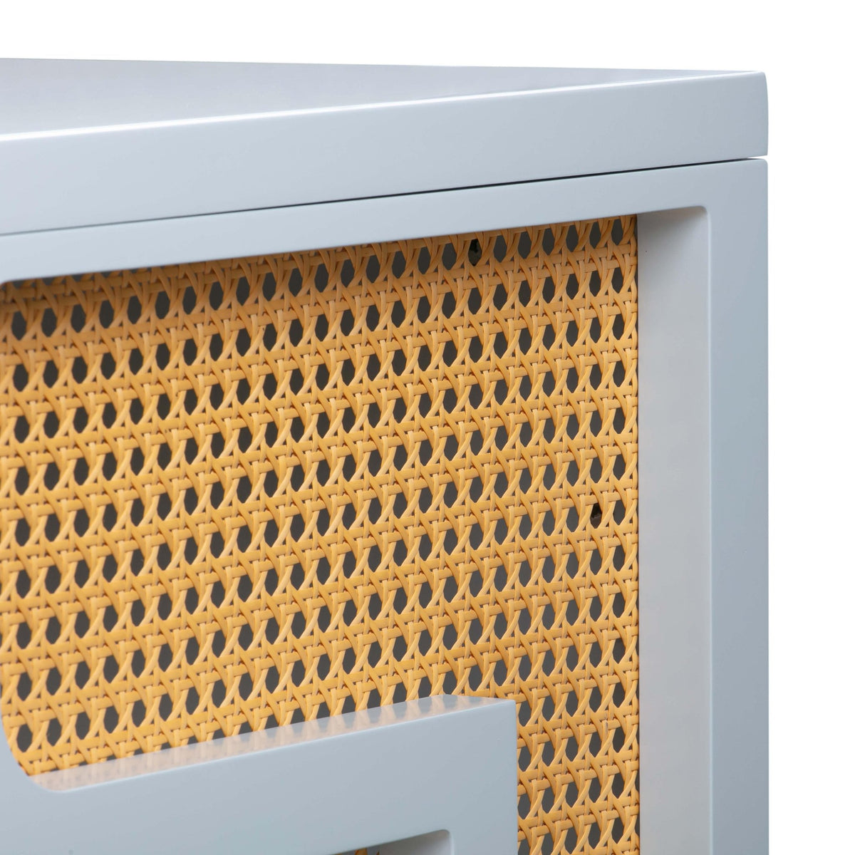 Suzie Pastel Blue & Rattan Executive Desk Desk| TOV