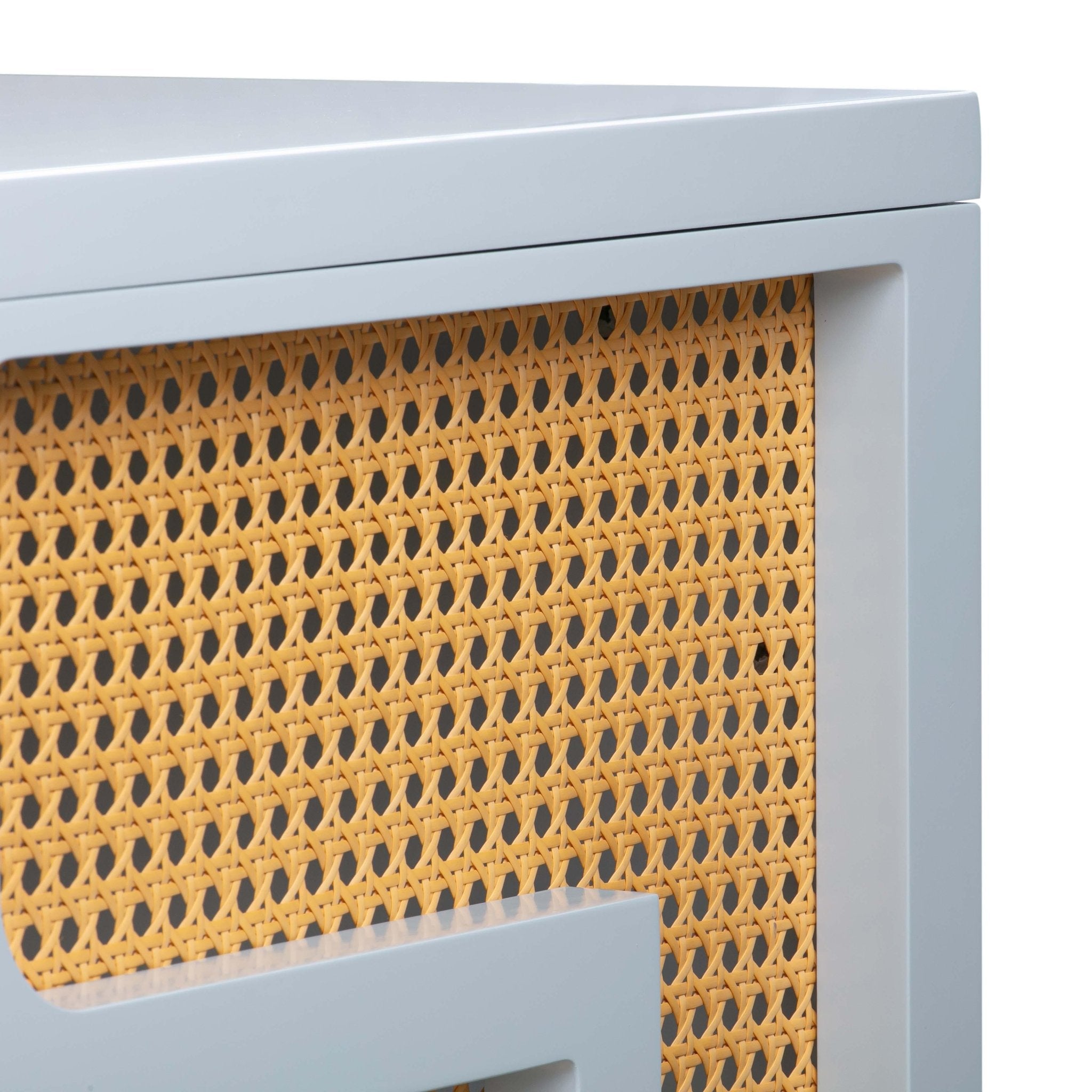 Suzie Pastel Blue & Rattan Executive Desk Desk| TOV