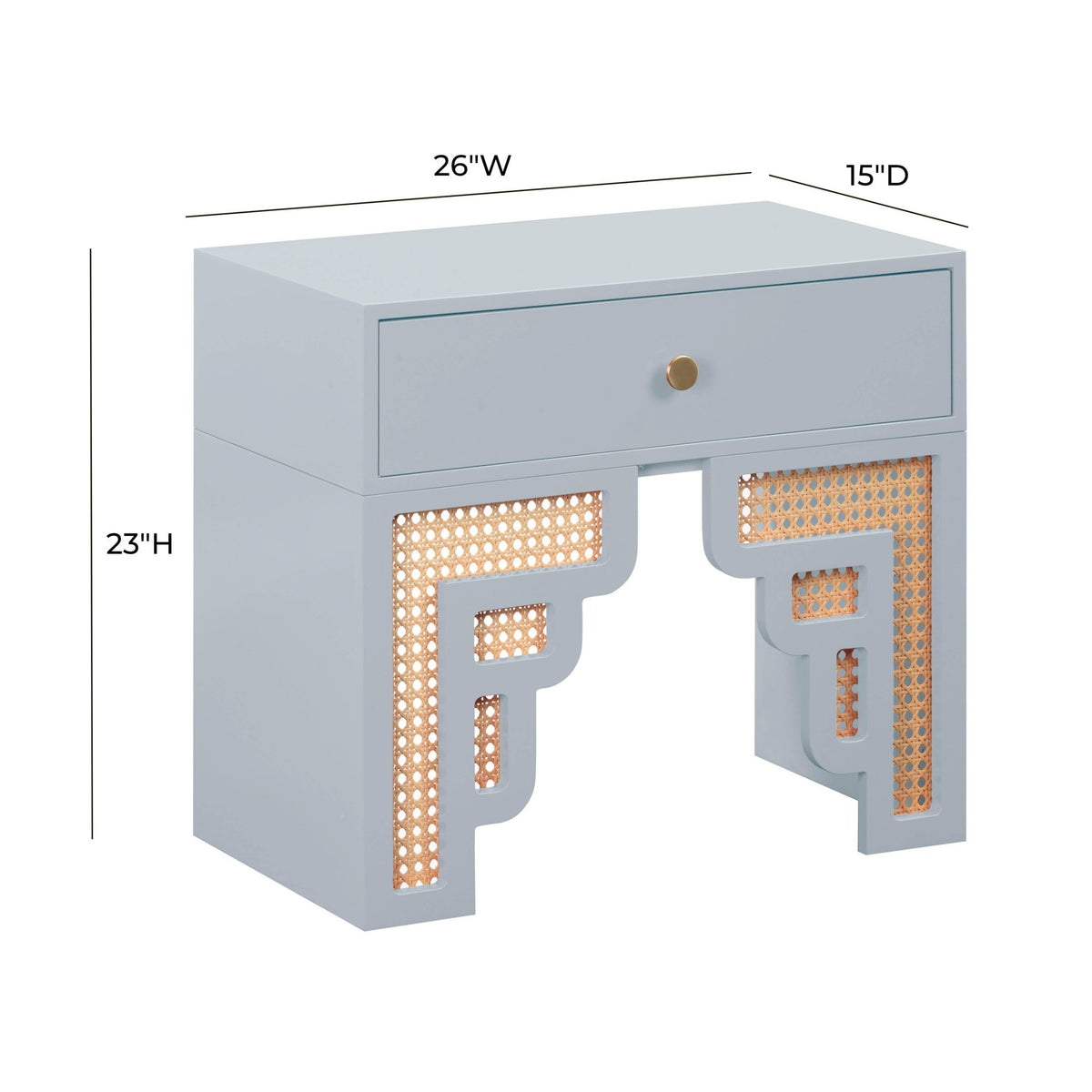 Suzie Pastel Blue & Rattan Nightstand Nightstands| TOV
