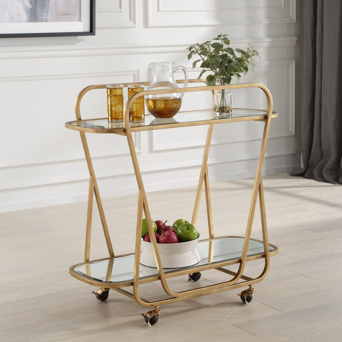 Swain Brass Serving Cart Table Decors| Uttermost