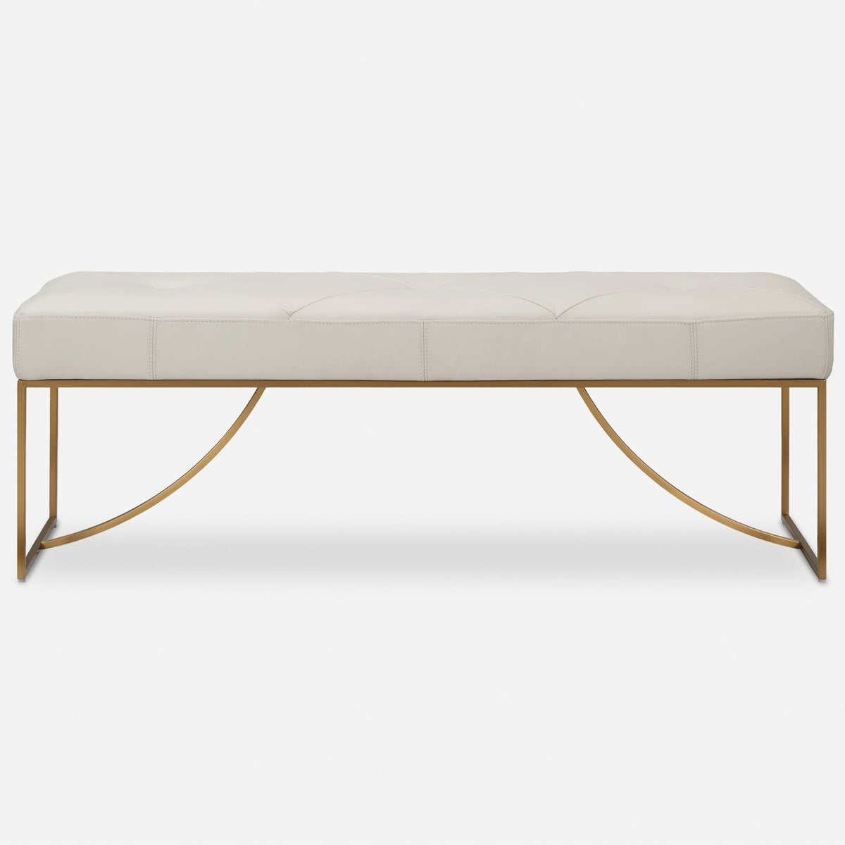 Swale Ivory Leather Bench Chairs| Uttermost