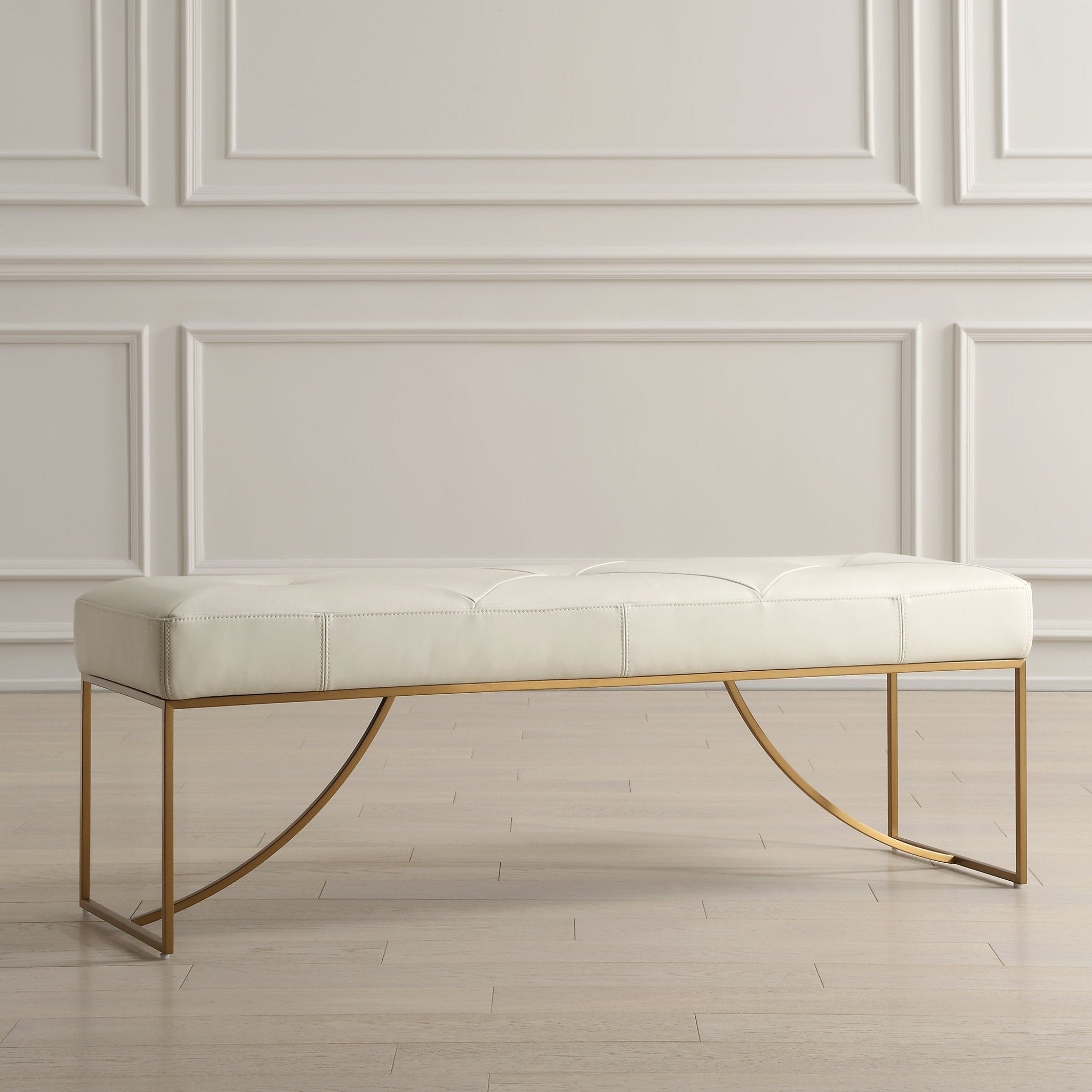 Swale Ivory Leather Bench Chairs| Uttermost
