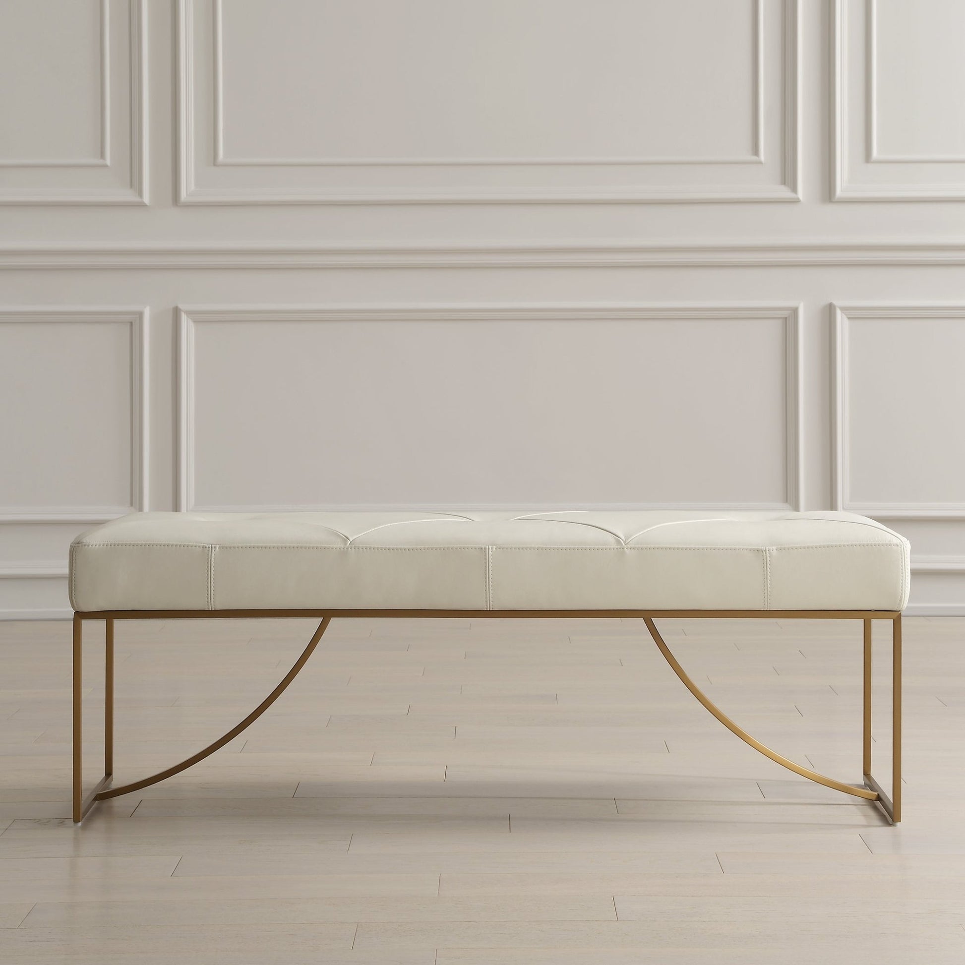 Swale Ivory Leather Bench Chairs| Uttermost