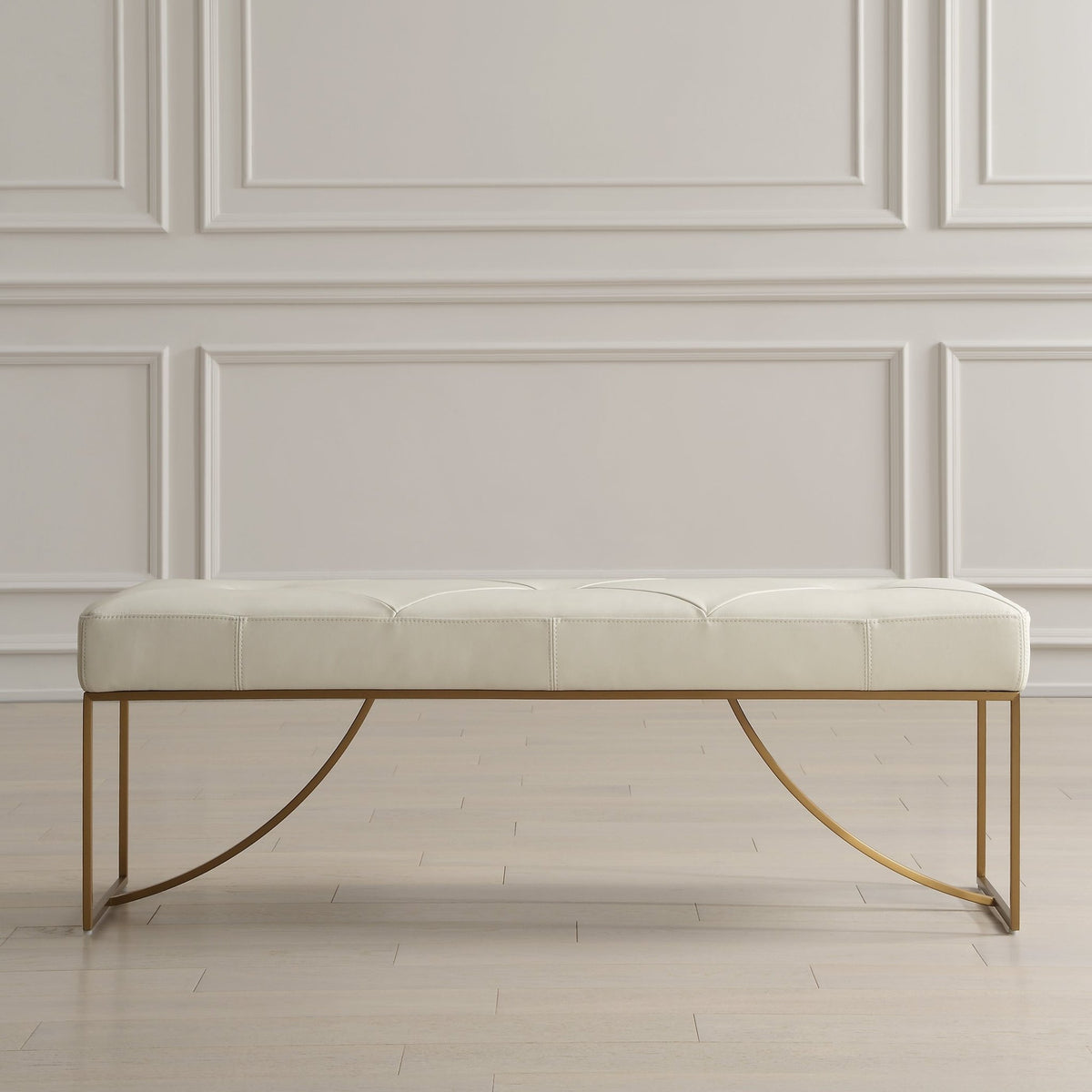 Swale Ivory Leather Bench Chairs| Uttermost
