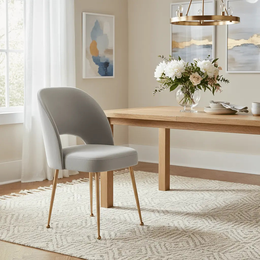 Swell Light Grey Velvet Chair Chairs| TOV