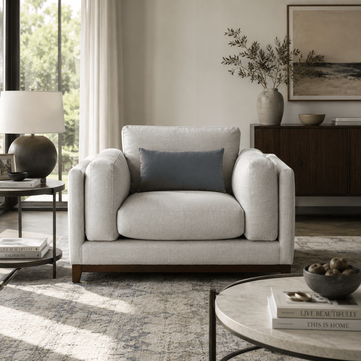 Sydney Warm Grey Chair 129 cm Chairs| Roots Furniture
